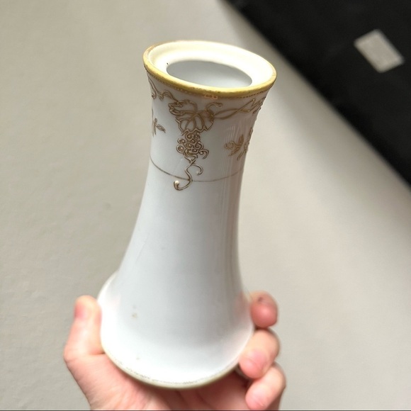 Vintage Antique Noritake Nippon Hand Painted Gold Candlestick Small Flower Vase - Picture 12 of 17